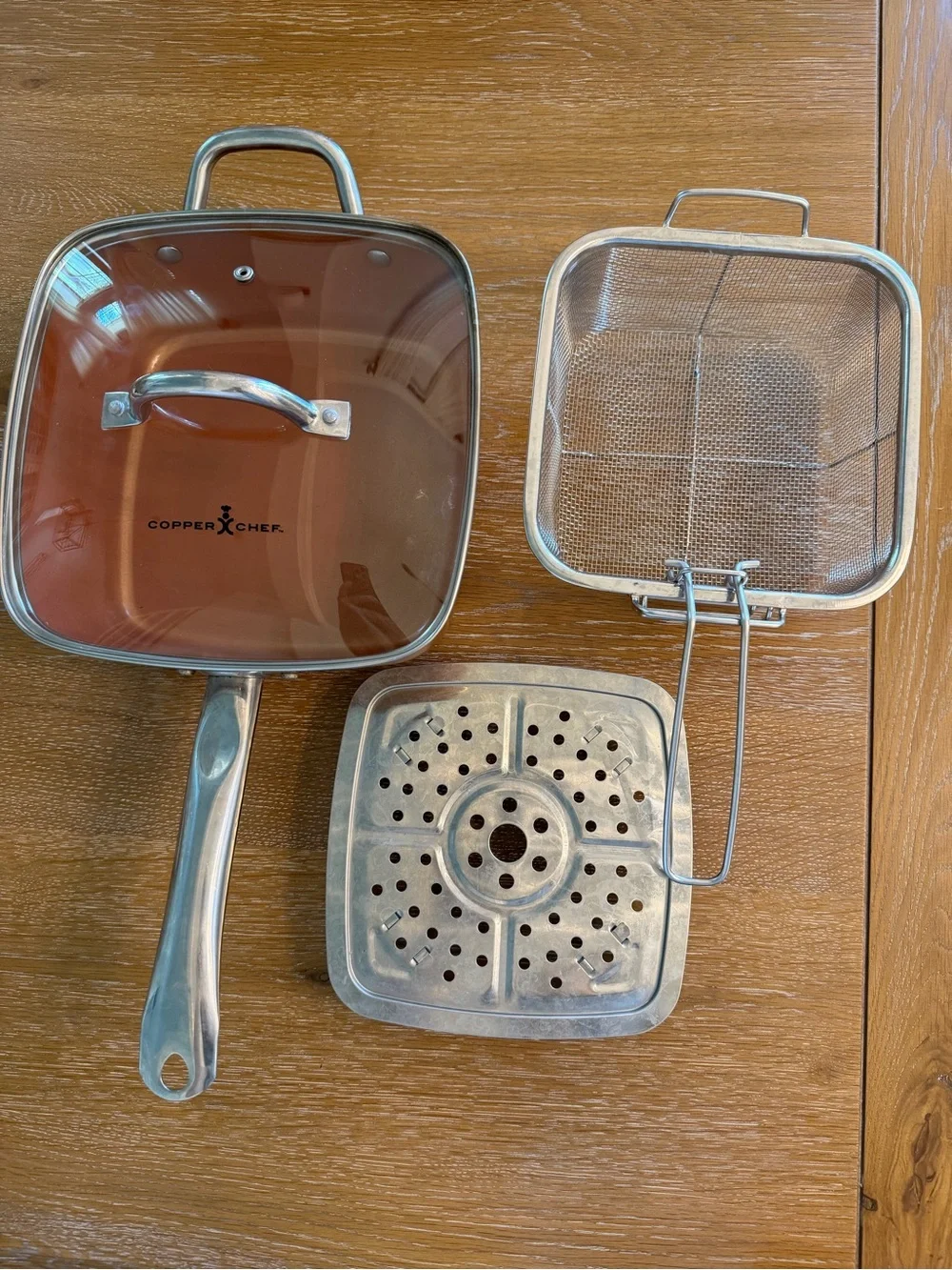 Copper Chef Square Nonstick Frypan with Lid and Accessories
